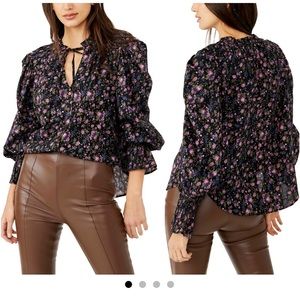 Free People Meant to Be Floral Cotton Blouse